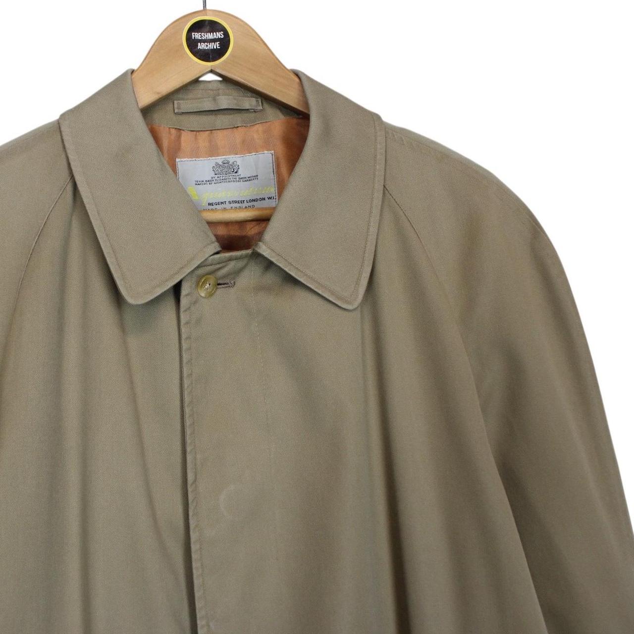 Vintage 80s Aquascutum Tan Brown House Check Cotton Blend Trench Coat