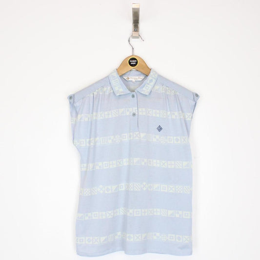 Vintage 90s Christian Dior Sports Light Blue Sleeveless Top