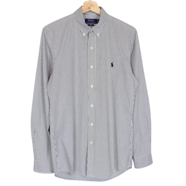 Polo Ralph Lauren Black and White Striped Long Sleeve Cotton Shirt