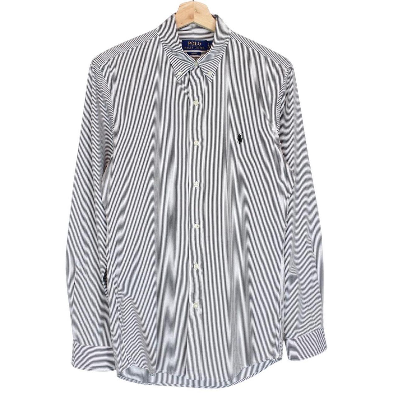 Polo Ralph Lauren Black and White Striped Long Sleeve Cotton Shirt