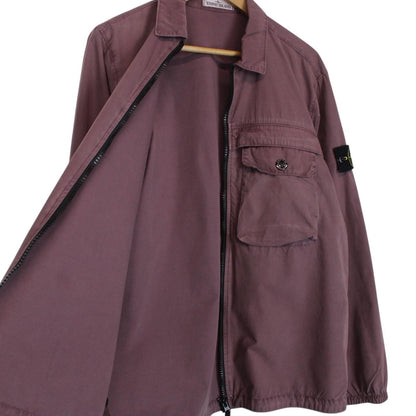 Stone Island AW 2020 Burgundy Full Zip Cotton Overshirt Jacket