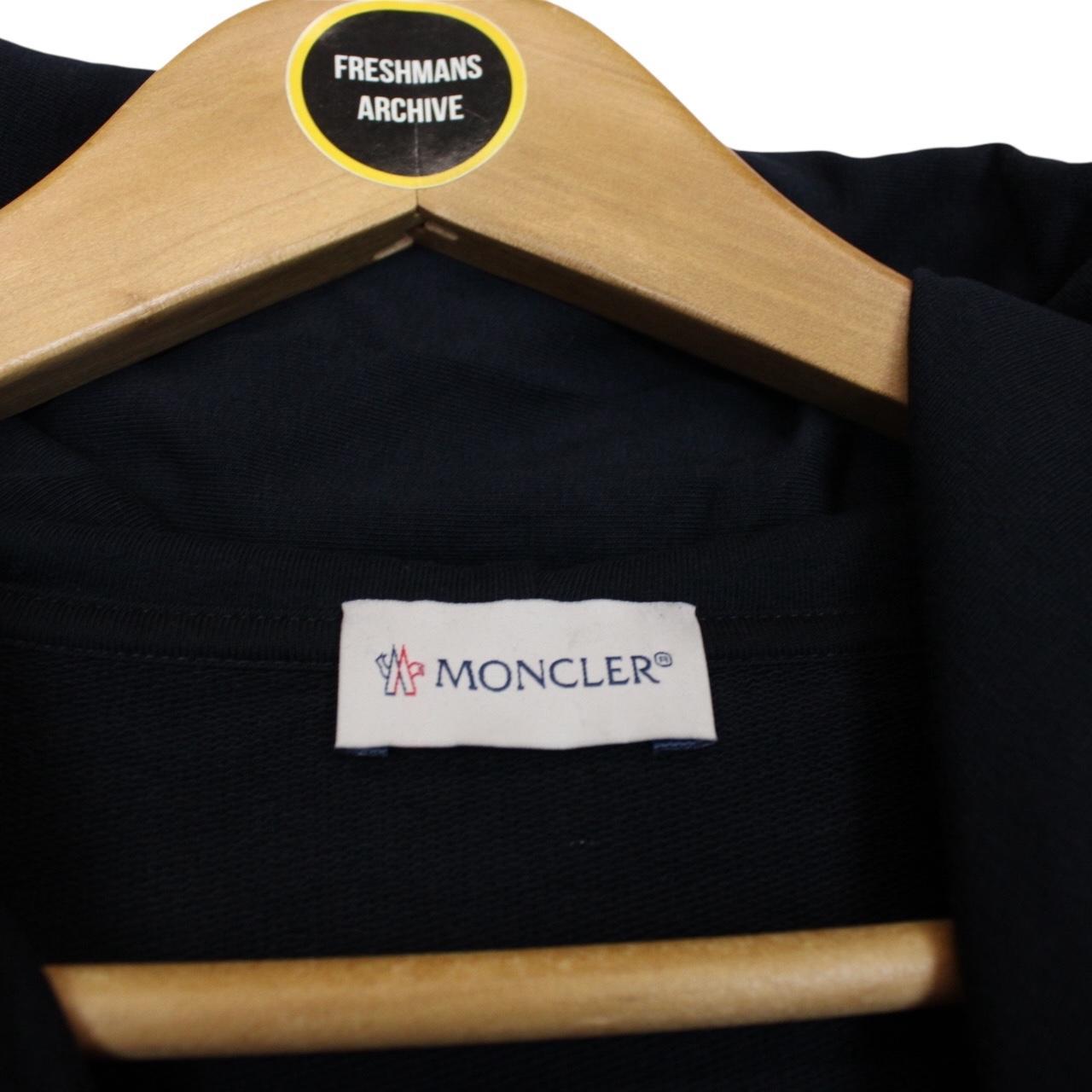 Moncler Navy Blue Pullover Embroidered Logo Hoodie Jumper