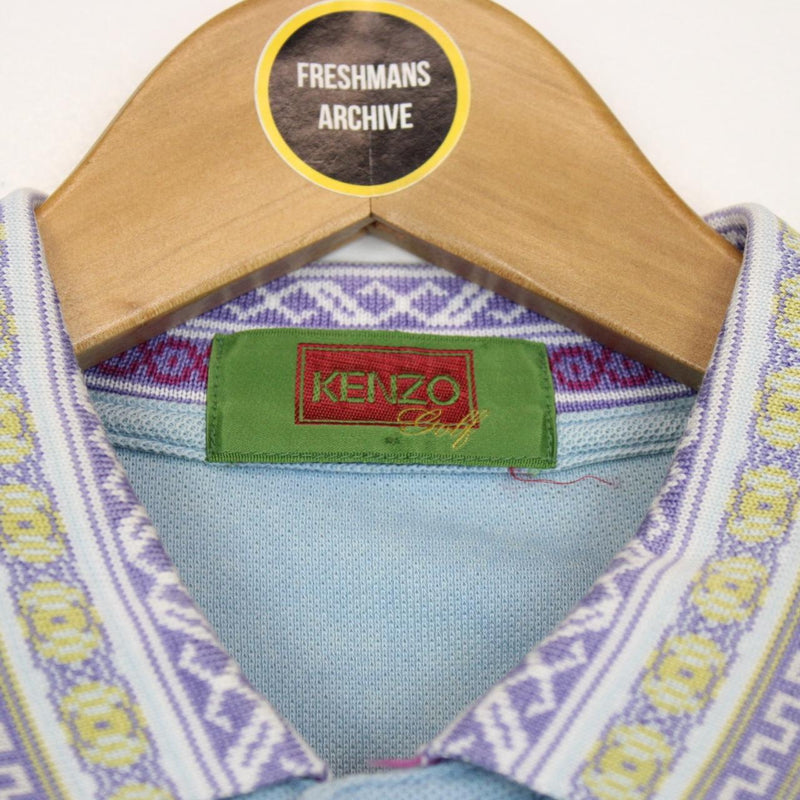 Vintage 90s Kenzo Golf Light Blue Short Sleeve Polo Shirt