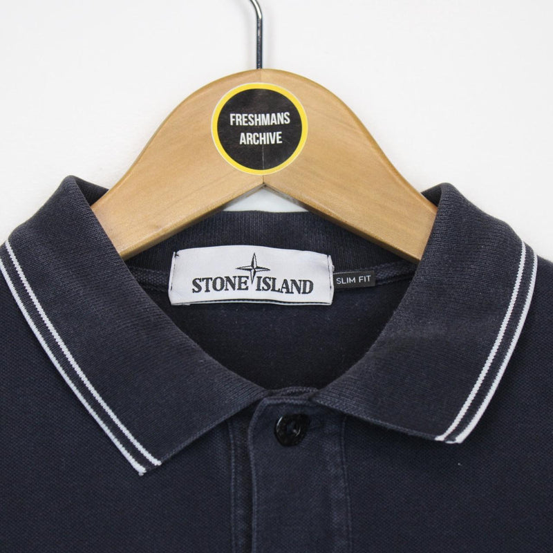 Stone Island AW 2014 Navy Blue Long Sleeve Compass Polo Shirt