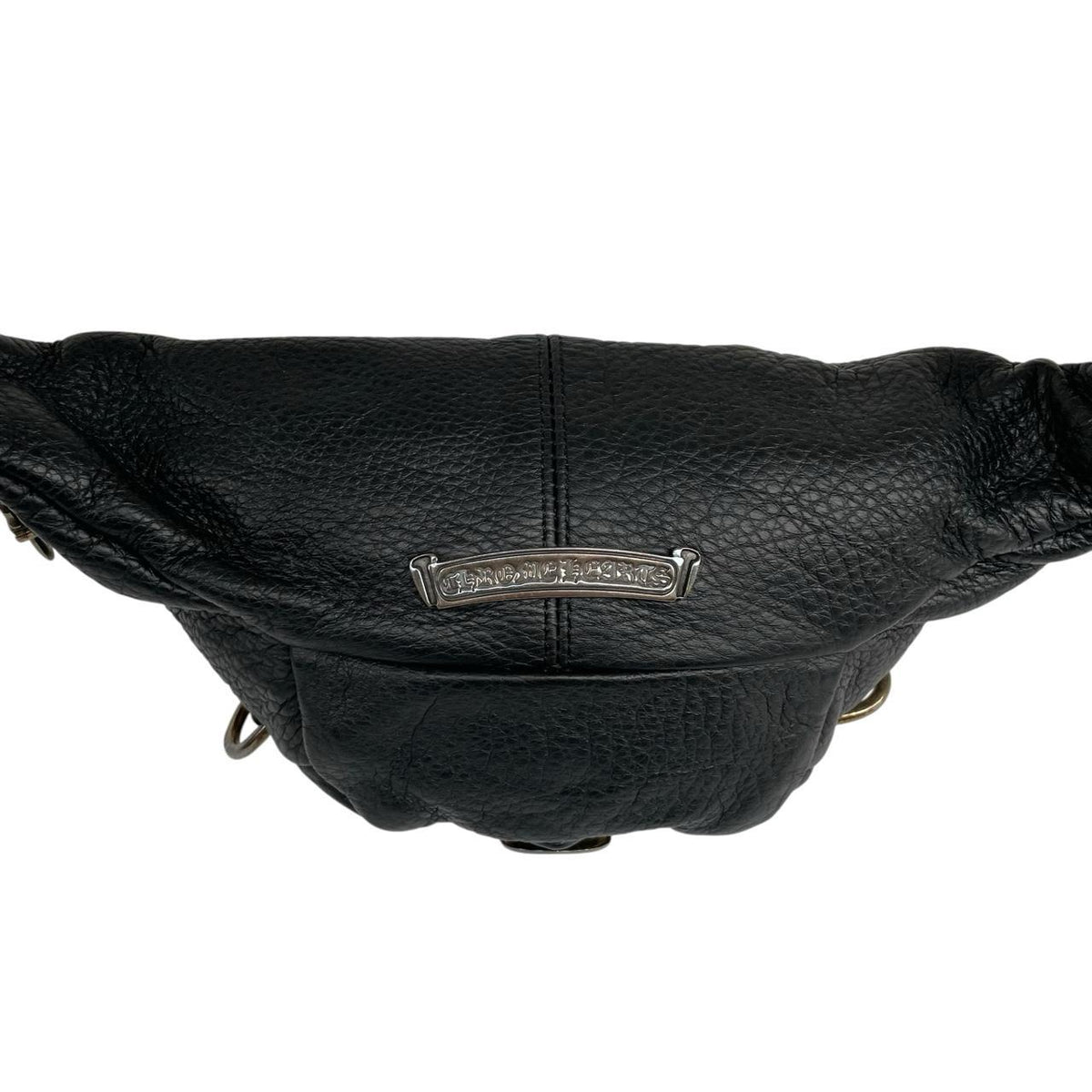 Chrome Hearts black fanny pack grained calfskin with logo detail and original dust bag.