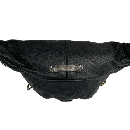 Chrome Hearts black fanny pack grained calfskin with logo detail and original dust bag.