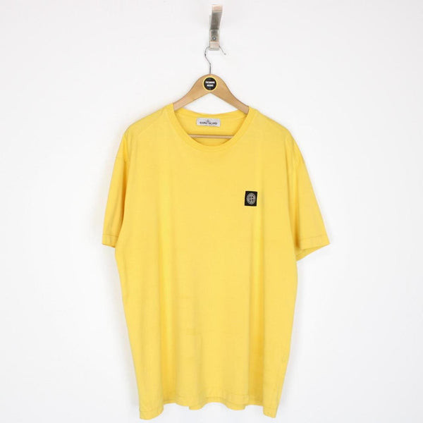 Stone Island Yellow Short Sleeve Compass Logo Cotton T-Shirt