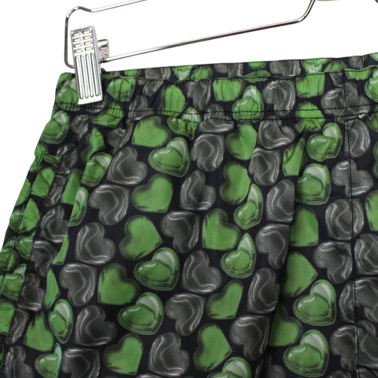 Prada 2008 Green and Black Love Hearts Nylon Swim Shorts