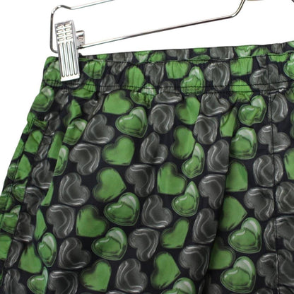 Prada 2008 Green and Black Love Hearts Nylon Swim Shorts