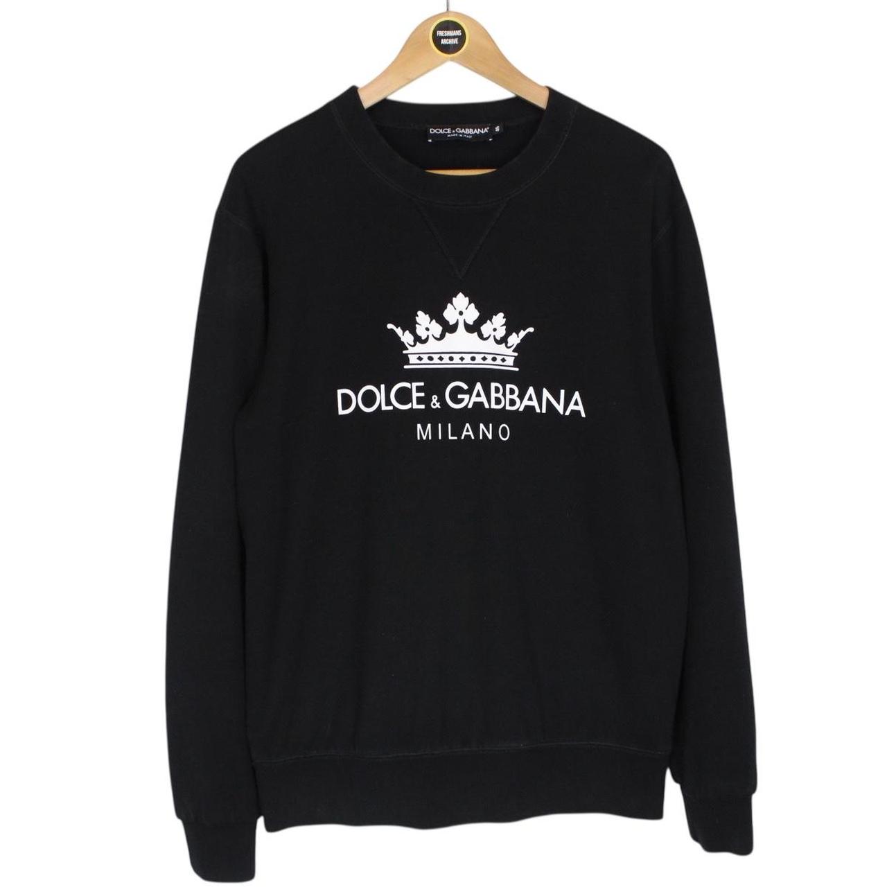 Dolce and Gabbana Black and White Logo Print Sweatshirt Jumper