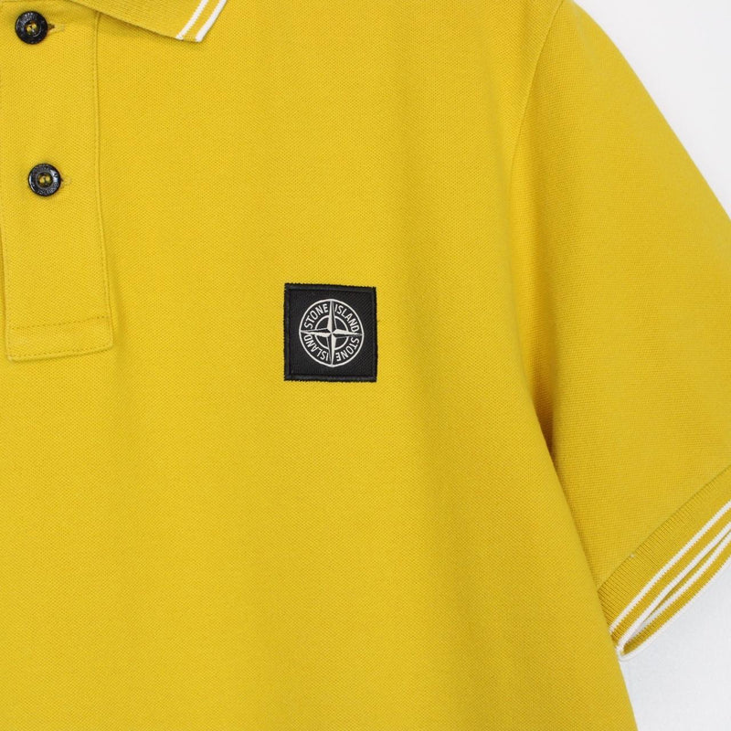 Stone Island AW 2018 Yellow Short Sleeve Compass Polo Shirt
