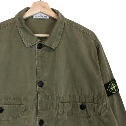 Stone Island SS 2021 Khaki Green Cotton Overshirt Jacket