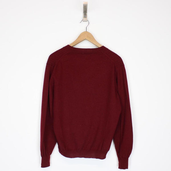 Vintage 80s Yves Saint Laurent Burgundy Wool Knit Cardigan Jumper