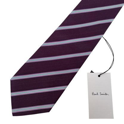Paul Smith purple striped silk blend tie with logo detail and brand new tags.