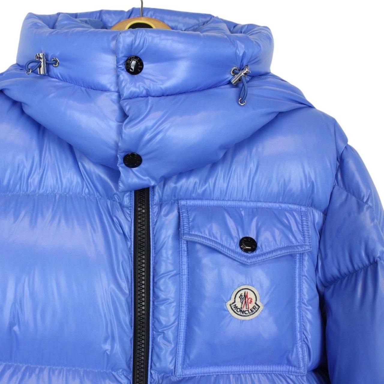 Moncler Montbeliard Baby Blue Full Zip Hooded Short Down Jacket