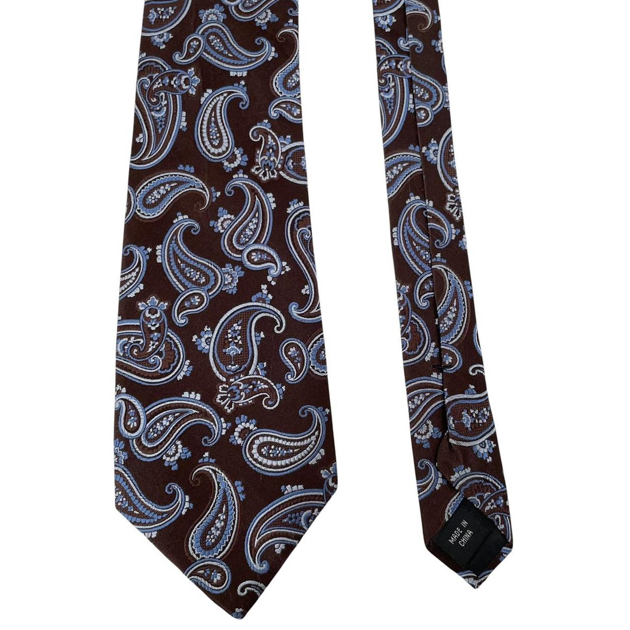 Michael Kors Brown and Blue Paisley Pattern Silk Tie