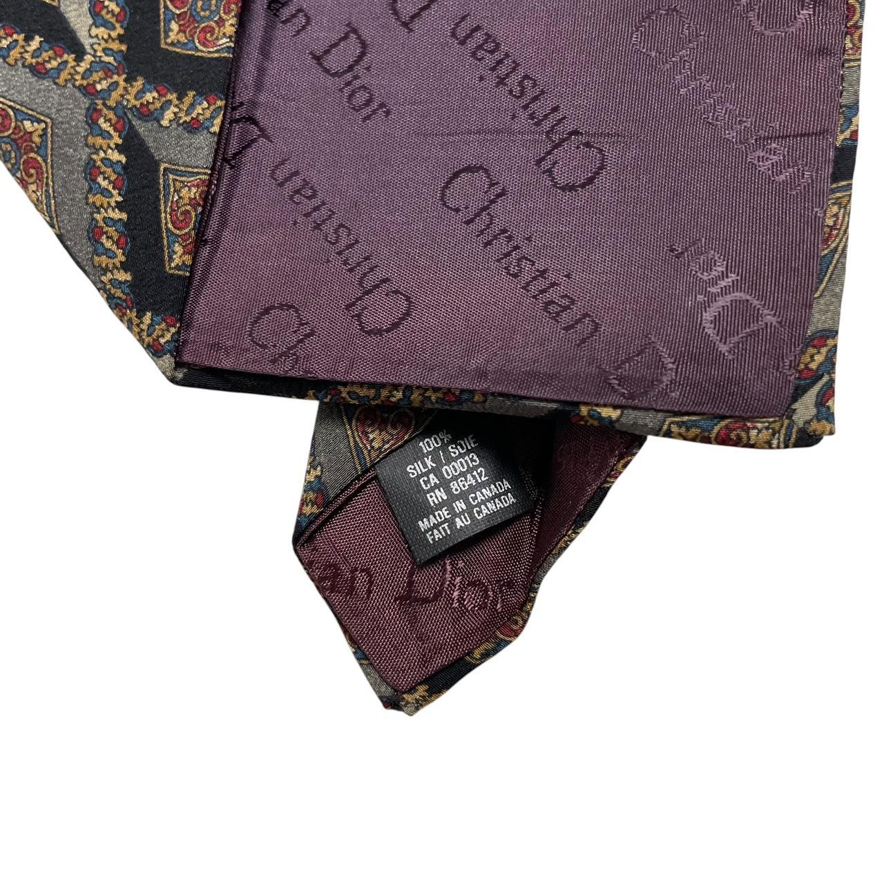 Christian Dior cream silk tie with multicoloured paisley print design.
