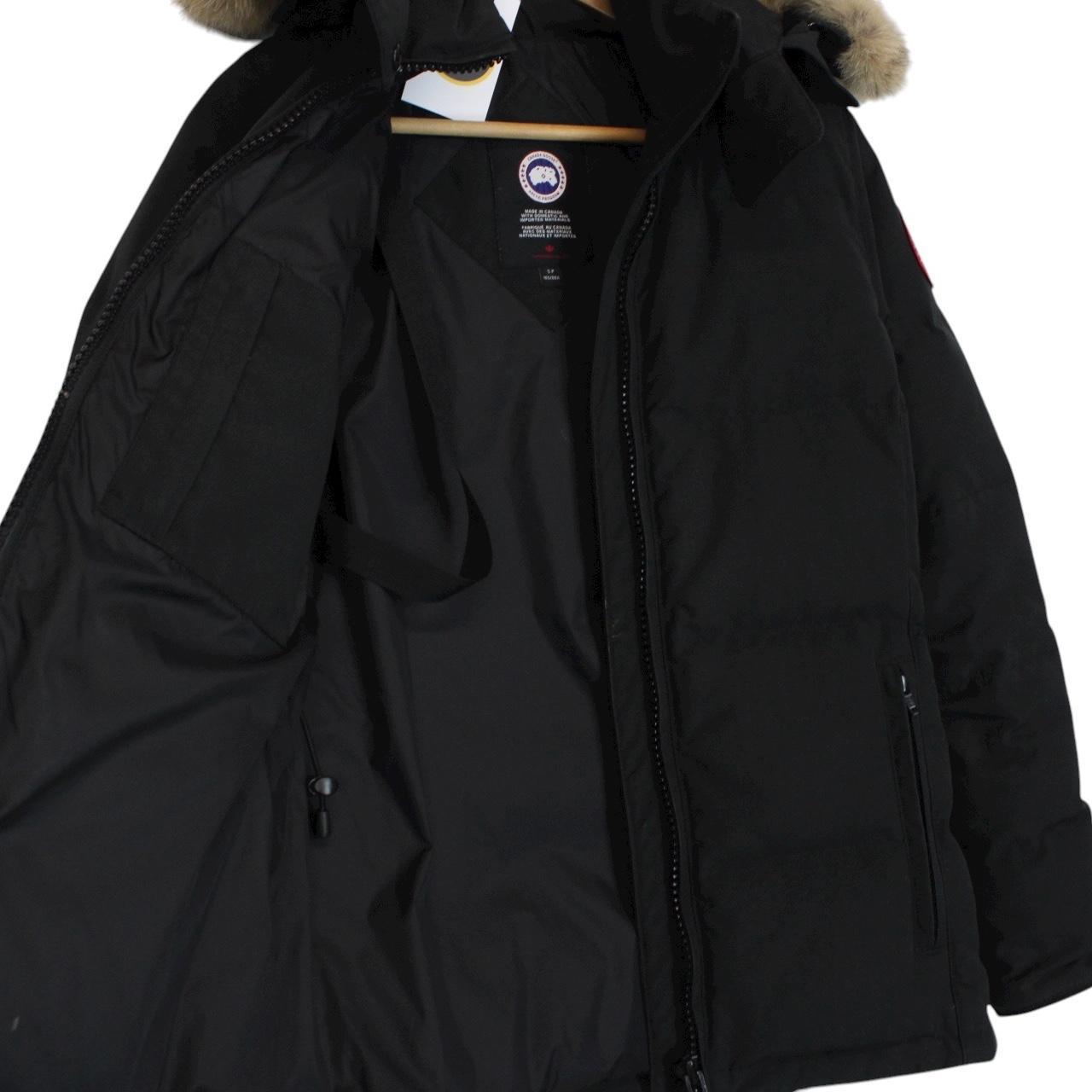 Canada Goose Black Chelsea Parka Heritage Down Jacket with Fur Trim
