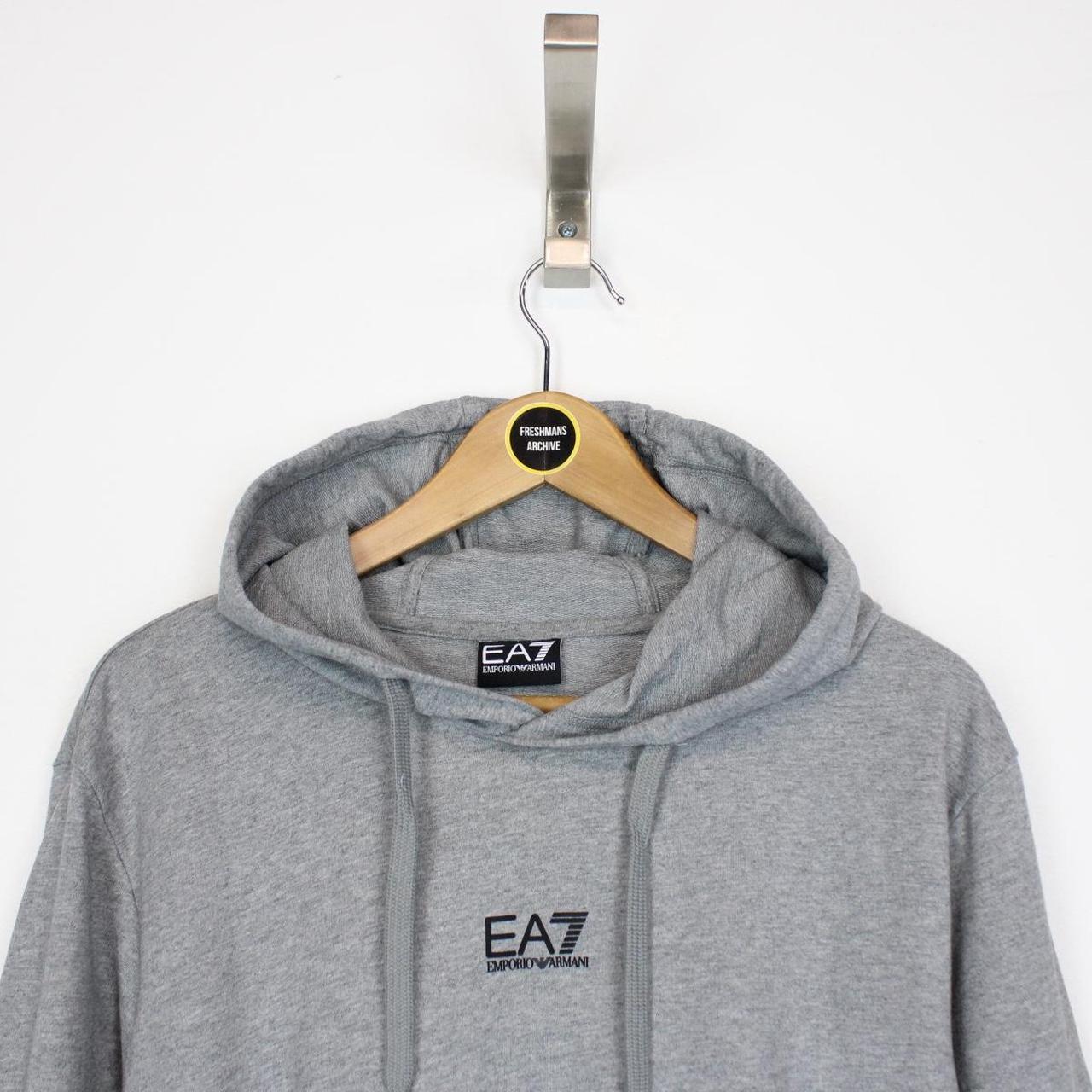 Emporio Armani EA7 Grey and Black Logo Print Hoodie Jumper