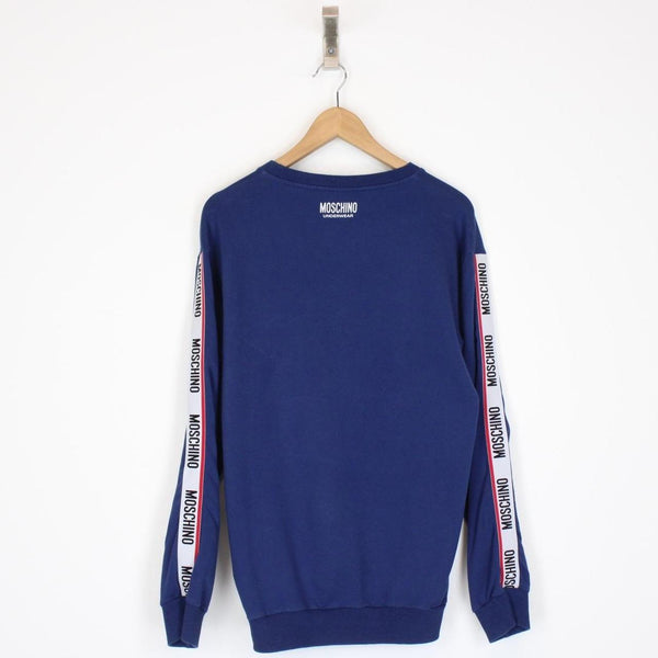 Love Moschino Navy Blue and Red Virgin Wool Knit Sweatshirt Jumper