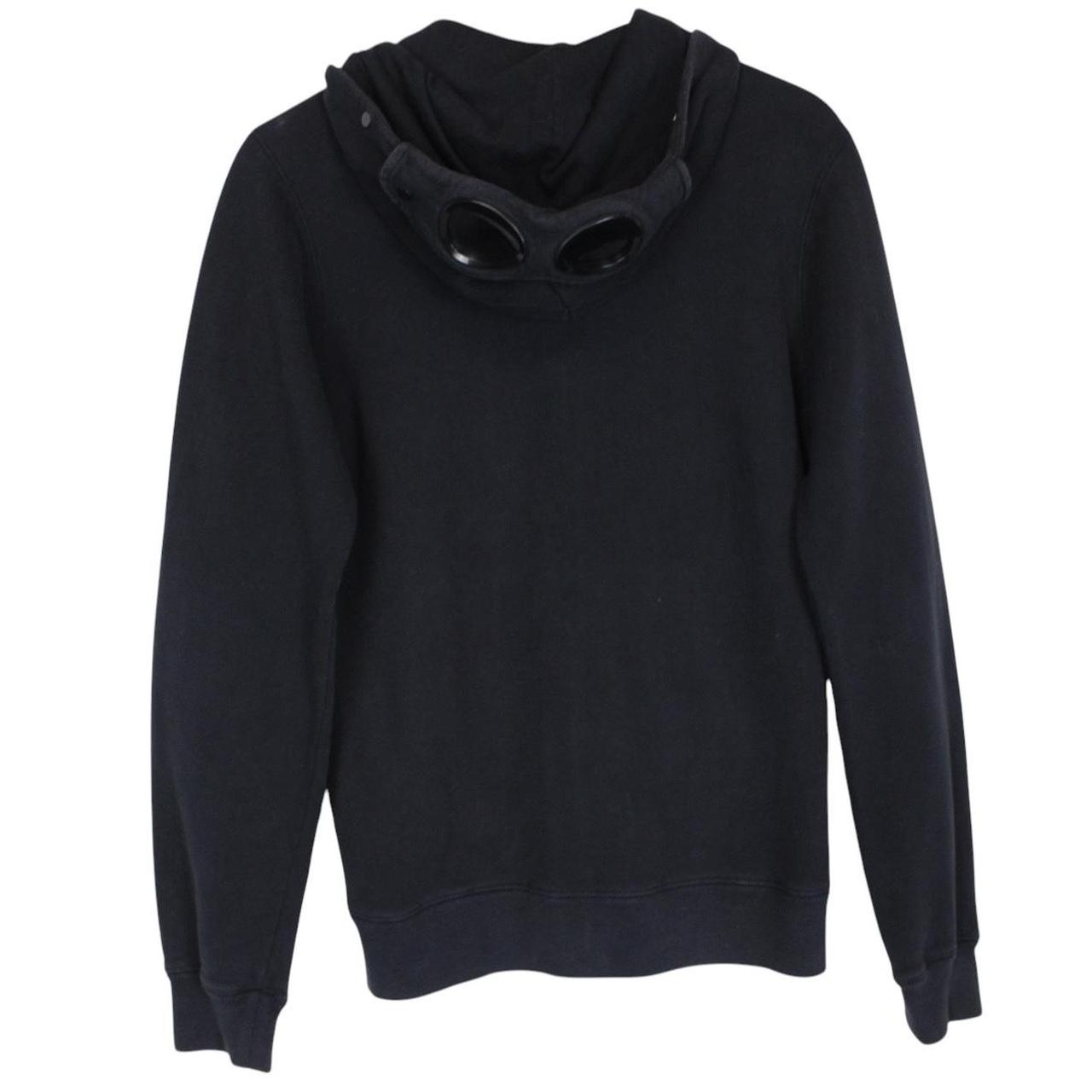 CP Company Black Cotton Logo Print Full Zip Hoodie Jumper