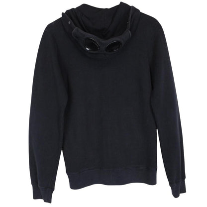 CP Company Black Cotton Logo Print Full Zip Hoodie Jumper