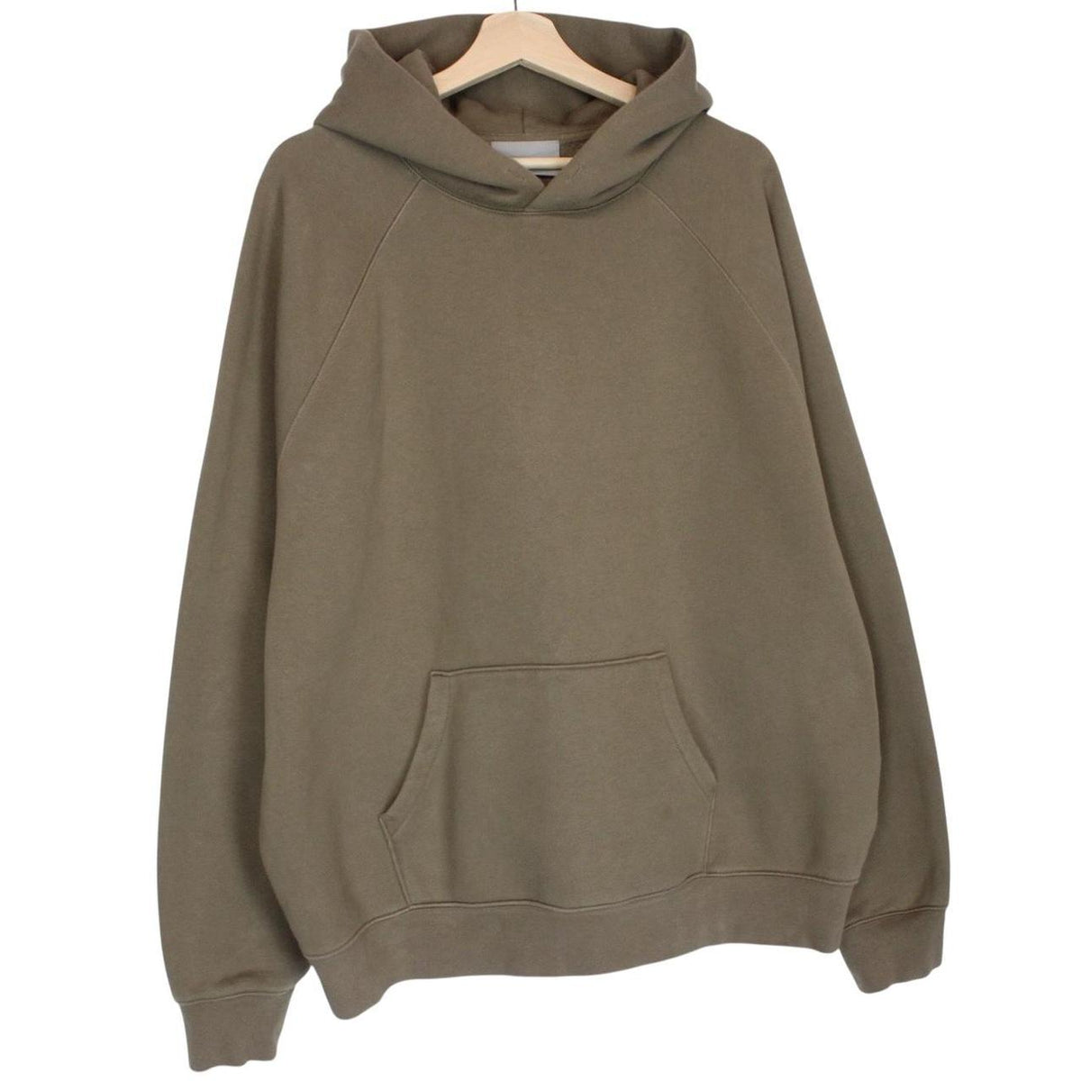 Essentials brown hoodie jumper with logo, oversized fit, soft cotton material.