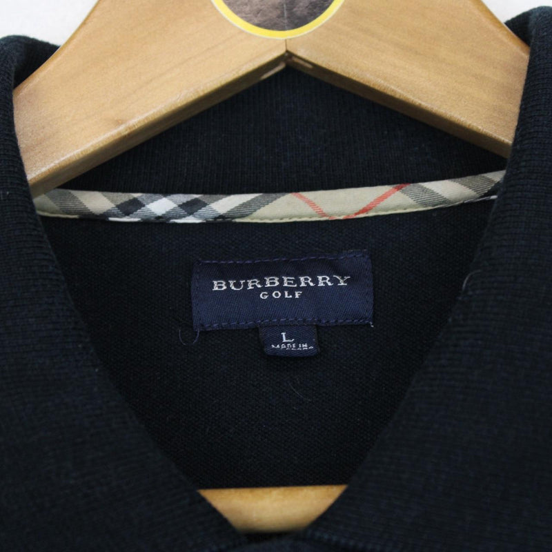 Burberry Golf Navy Blue Short Sleeve Cotton Polo Shirt