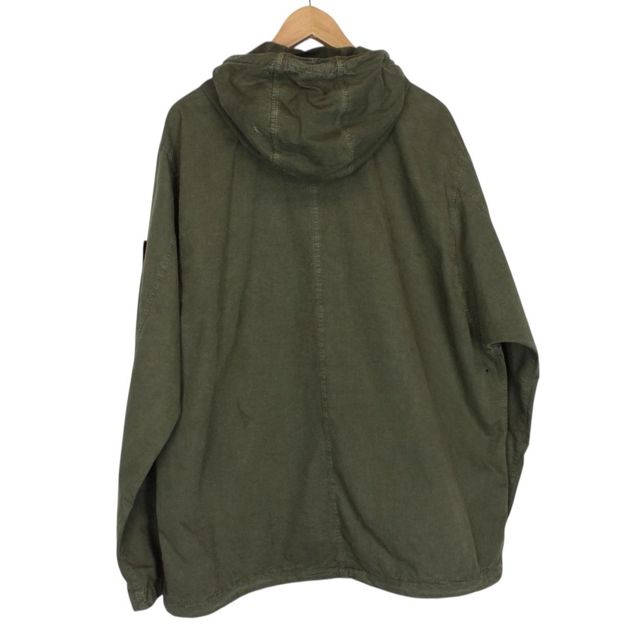 Stone Island AW 2023 Green 1/4 Zip Cotton Hooded Smock Jacket