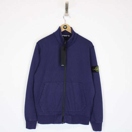 Stone Island SS 2022 Navy Blue Full Zip Organic Cotton Sweatshirt Jumper