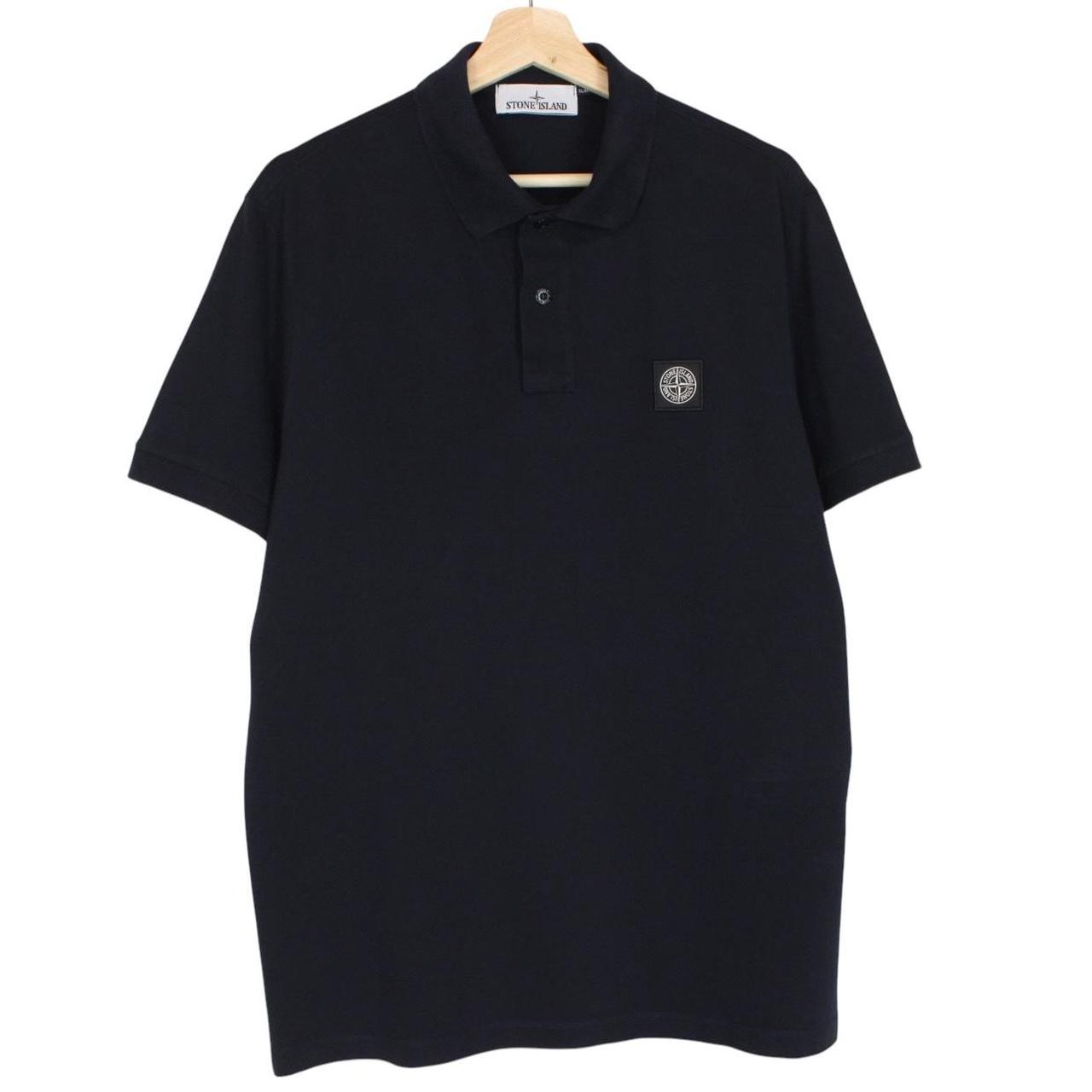 Stone Island SS 2024 Navy Blue Short Sleeve Compass Cotton Polo Shirt