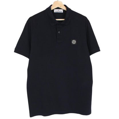 Stone Island SS 2024 Navy Blue Short Sleeve Compass Cotton Polo Shirt