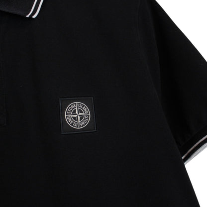 Stone Island Black Short Sleeve Compass Cotton Polo Shirt