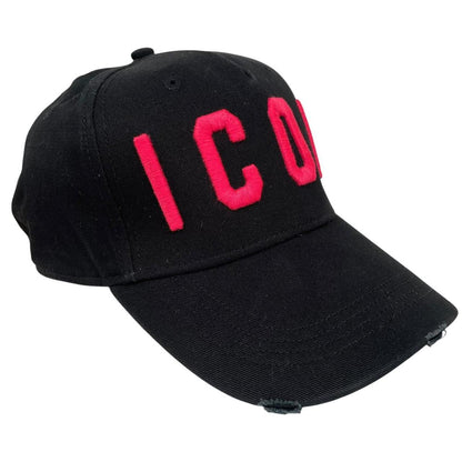 Dsquared Icon Black and Pink Embroidered Baseball Cap