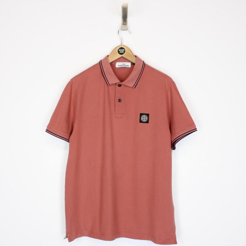 Stone Island Burgundy Short Sleeve Compass Polo Shirt
