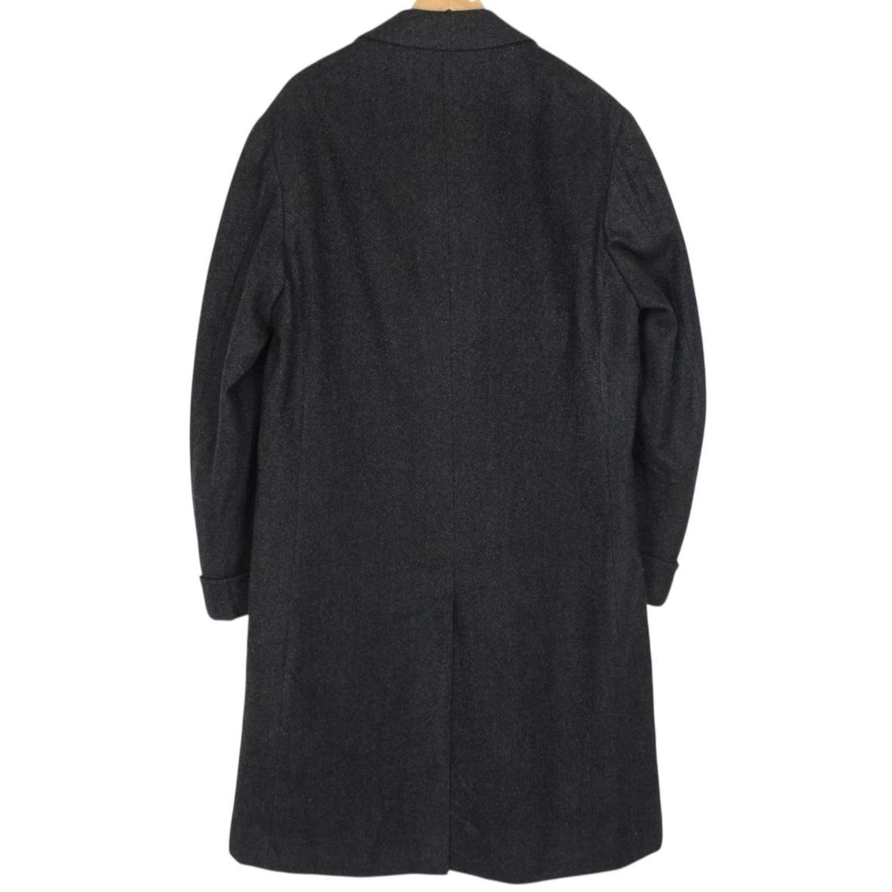 Vintage 90s Burberry Dark Grey Double Breasted Wool Overcoat