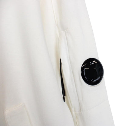 CP Company Cream Full Zip Cotton Lens Sweatshirt