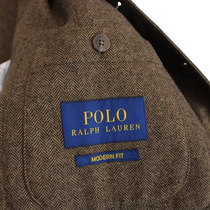 Polo Ralph Lauren brown herringbone wool blend sportcoat blazer with tags and logo.
