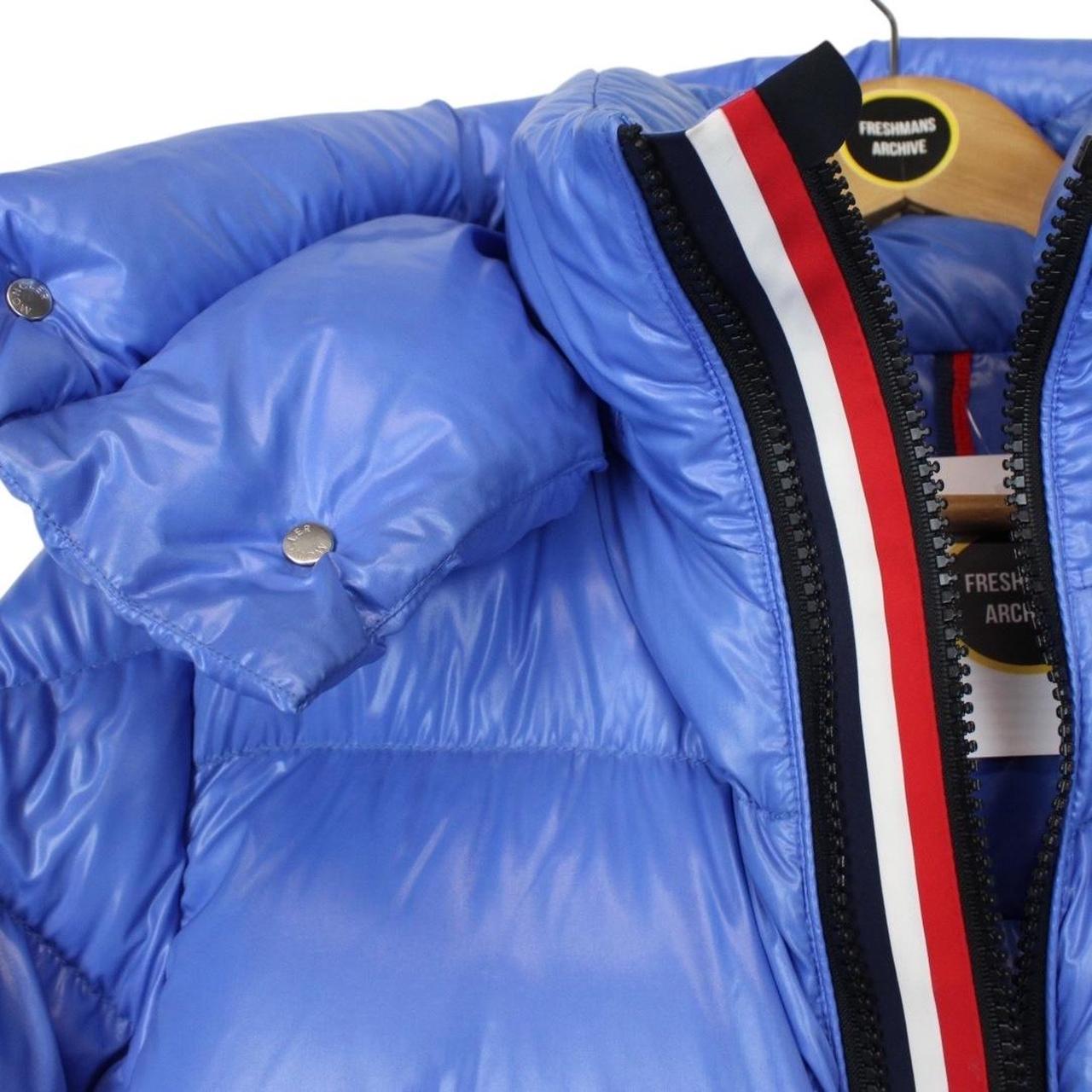 Moncler Montbeliard Baby Blue Full Zip Hooded Short Down Jacket