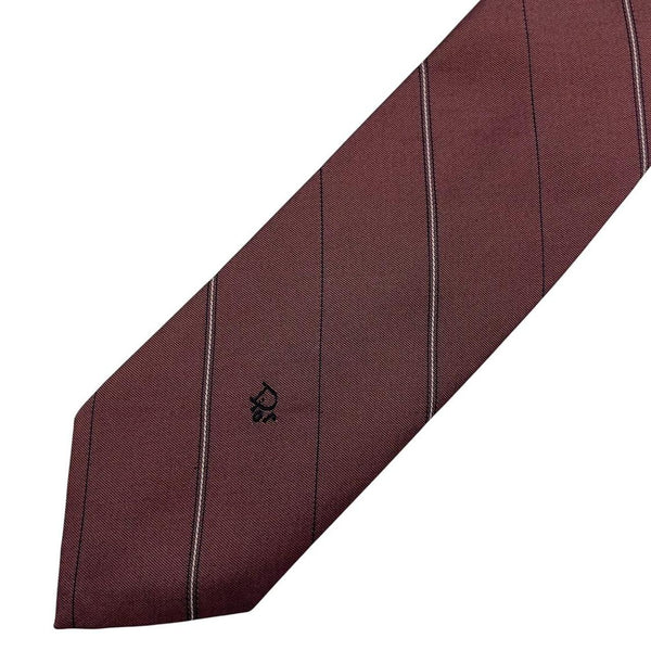 Vintage Christian Dior Burgundy Logo Polyester/Silk Tie