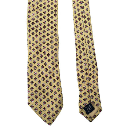 Vintage Polo Ralph Lauren Yellow Geometric Print Silk Tie