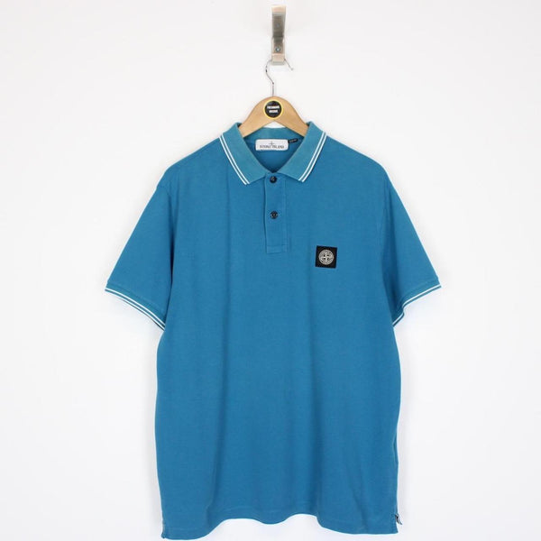 Stone Island Blue Short Sleeve Compass Polo Shirt