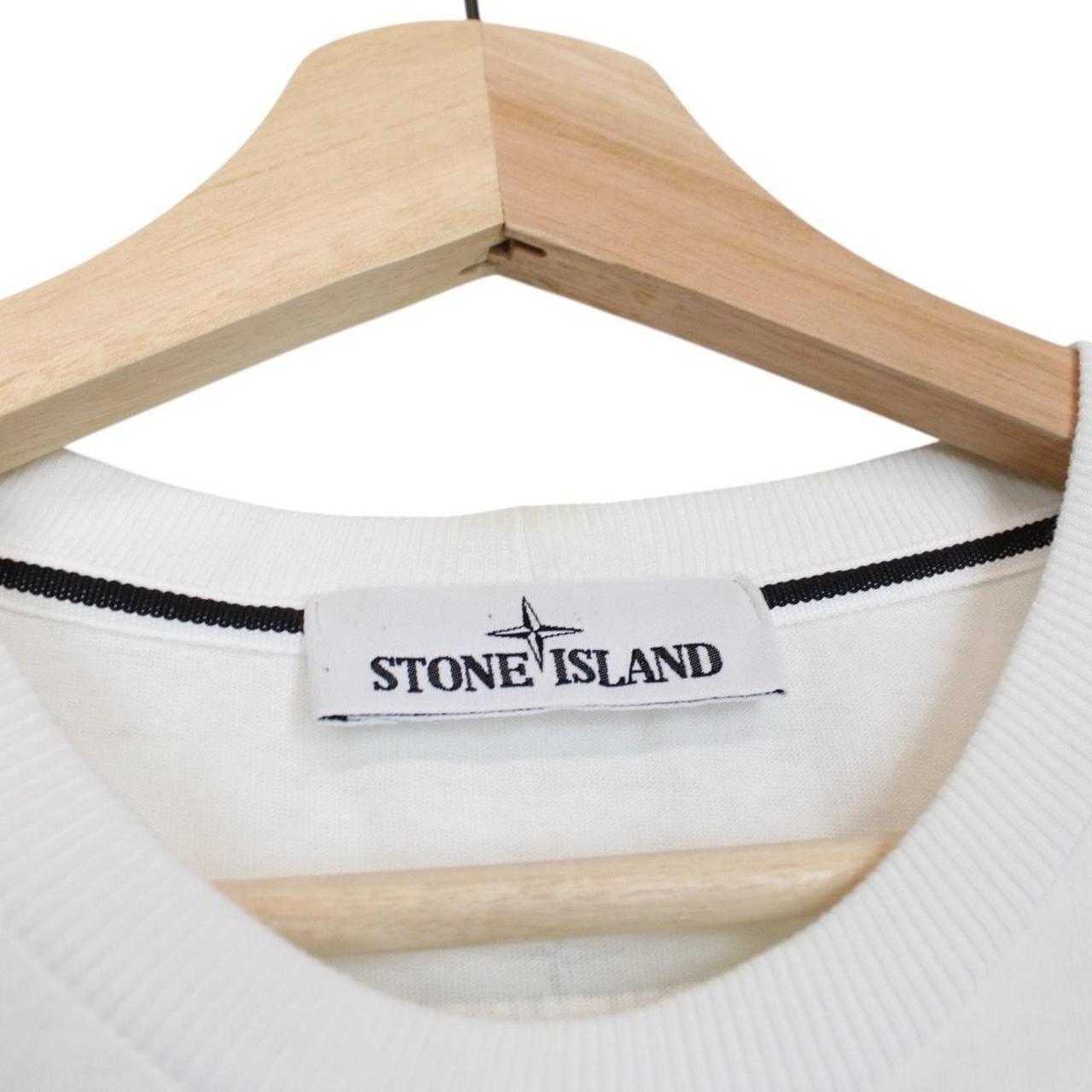 Stone Island AW 2021 White Short Sleeve Cotton Lenticular Logo Print T-Shirt