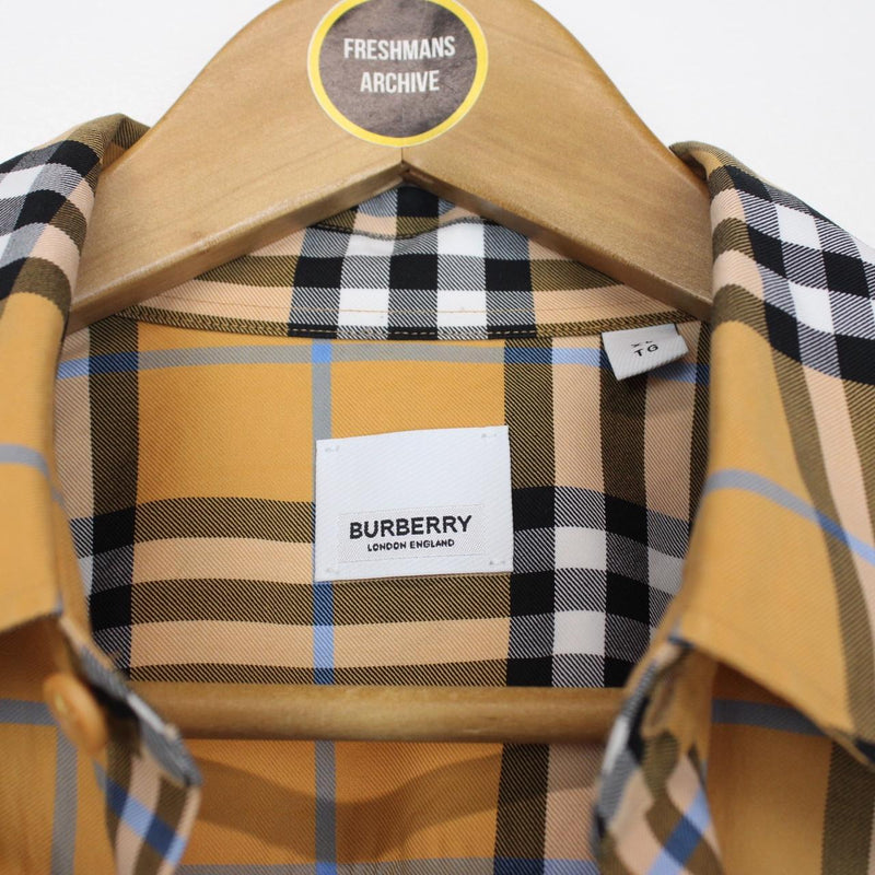 Burberry London Caxbridge Tan Brown Nova Check Short Sleeve Shirt