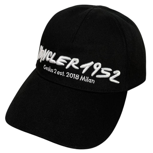 Moncler 1952 Black and White Embroidered Logo Baseball Cap