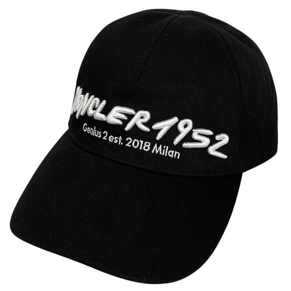Moncler 1952 Black and White Embroidered Logo Baseball Cap