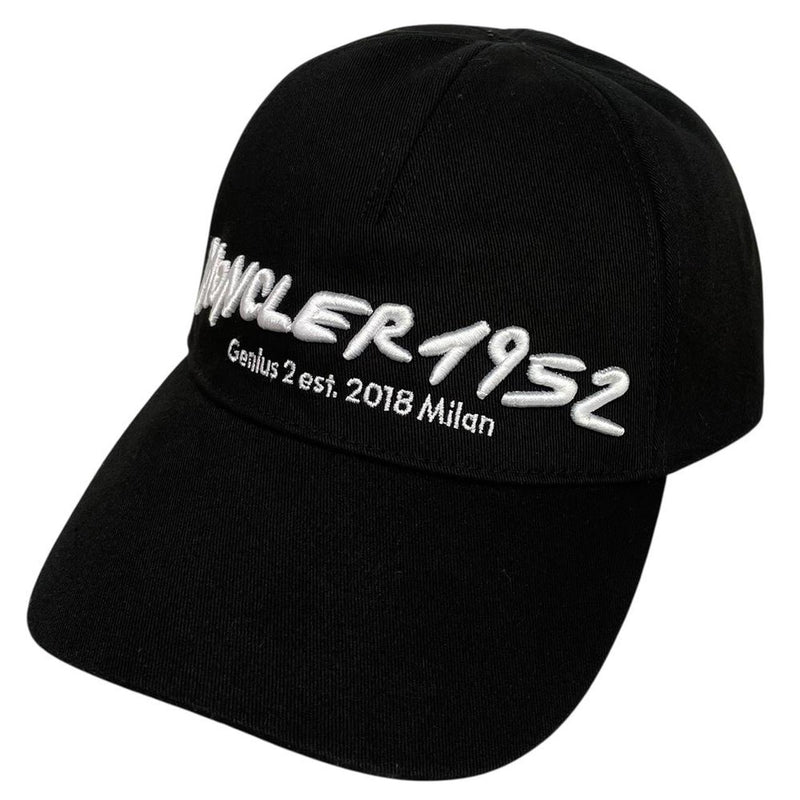 Moncler 1952 Black and White Embroidered Logo Baseball Cap