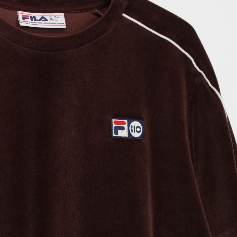 Fila Vintage 110 Velour Hector Brown Short Sleeve Cotton T-Shirt