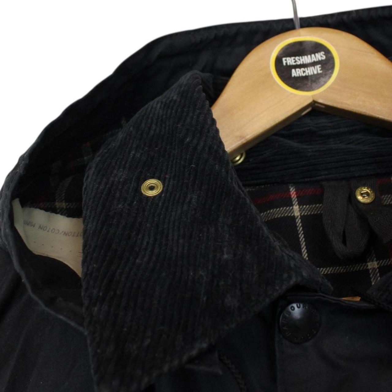 Vintage 90s Barbour Border Black Wax Jacket with Hood