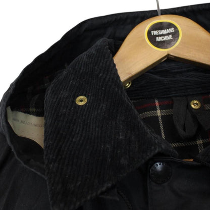 Vintage 90s Barbour Border Black Wax Jacket with Hood